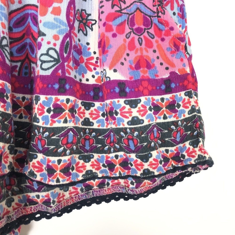 Aqua Printed Smocked Shorts Boho Paisley Pockets Casual Lounge Hot Pink Small - Picture 4 of 5